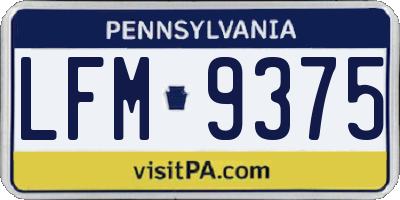 PA license plate LFM9375