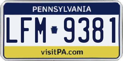 PA license plate LFM9381