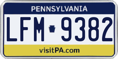 PA license plate LFM9382