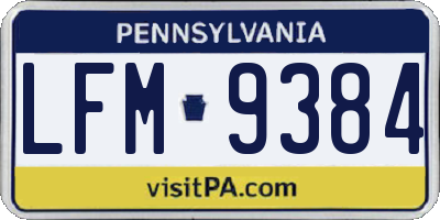 PA license plate LFM9384