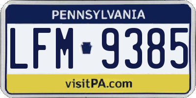 PA license plate LFM9385