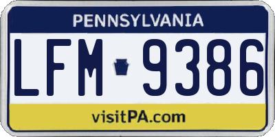 PA license plate LFM9386
