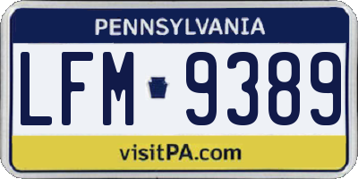 PA license plate LFM9389