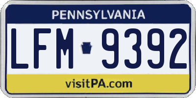 PA license plate LFM9392