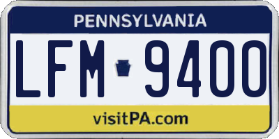 PA license plate LFM9400