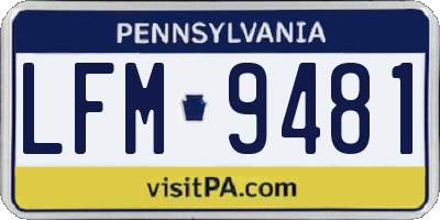 PA license plate LFM9481