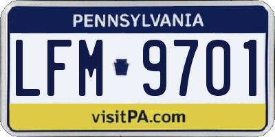 PA license plate LFM9701
