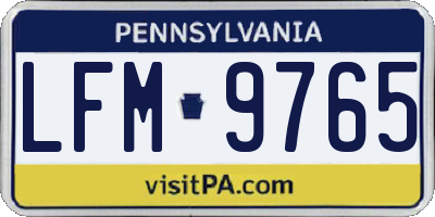 PA license plate LFM9765