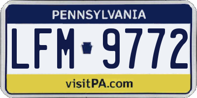 PA license plate LFM9772