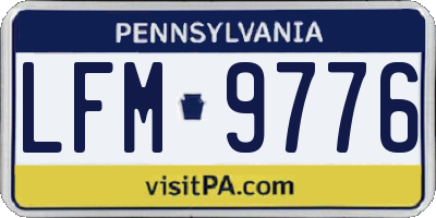PA license plate LFM9776