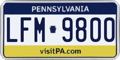 PA license plate LFM9800