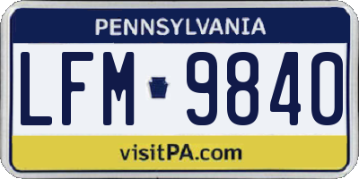 PA license plate LFM9840