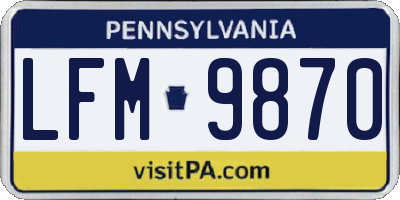 PA license plate LFM9870