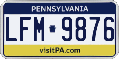 PA license plate LFM9876