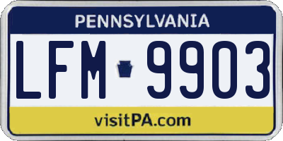 PA license plate LFM9903