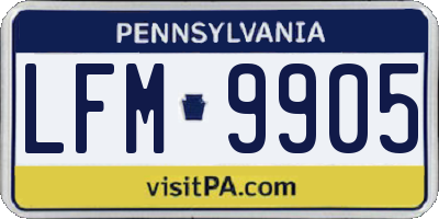 PA license plate LFM9905