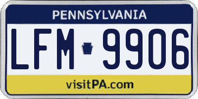 PA license plate LFM9906
