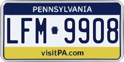 PA license plate LFM9908