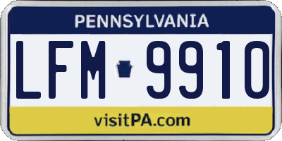 PA license plate LFM9910
