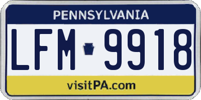 PA license plate LFM9918