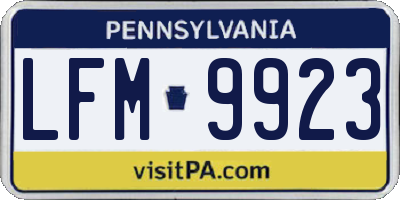 PA license plate LFM9923