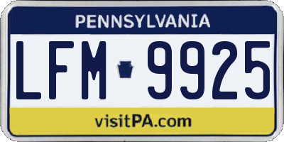 PA license plate LFM9925