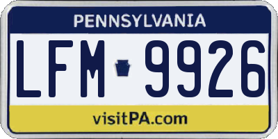 PA license plate LFM9926