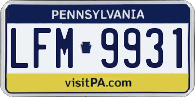 PA license plate LFM9931