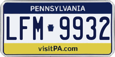 PA license plate LFM9932