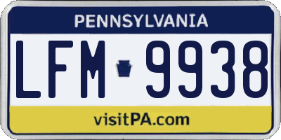 PA license plate LFM9938