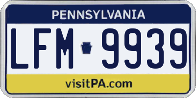 PA license plate LFM9939