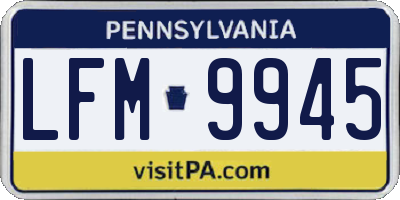 PA license plate LFM9945