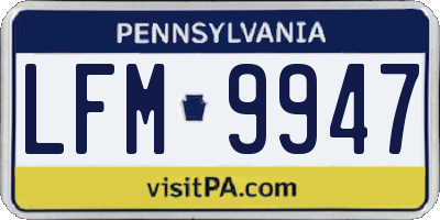 PA license plate LFM9947