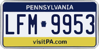 PA license plate LFM9953