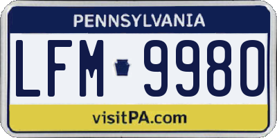 PA license plate LFM9980