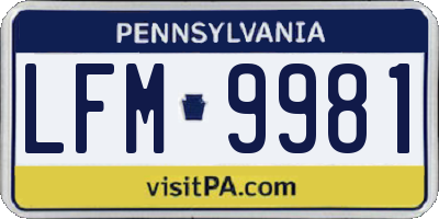 PA license plate LFM9981