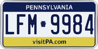 PA license plate LFM9984