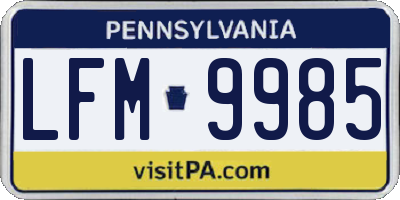 PA license plate LFM9985