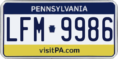 PA license plate LFM9986