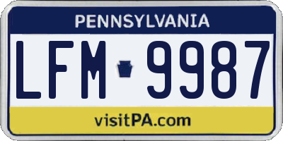 PA license plate LFM9987