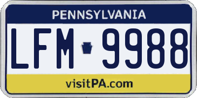 PA license plate LFM9988