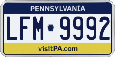 PA license plate LFM9992