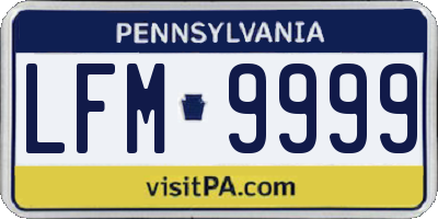 PA license plate LFM9999