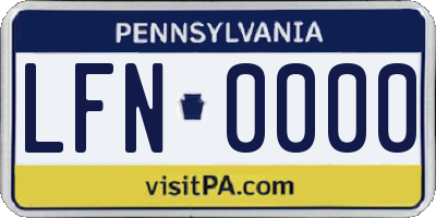 PA license plate LFN0000