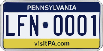 PA license plate LFN0001