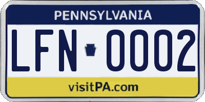 PA license plate LFN0002