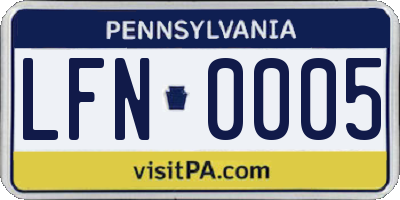 PA license plate LFN0005