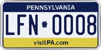 PA license plate LFN0008