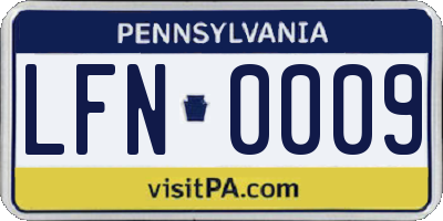 PA license plate LFN0009