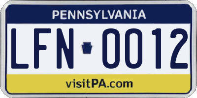 PA license plate LFN0012